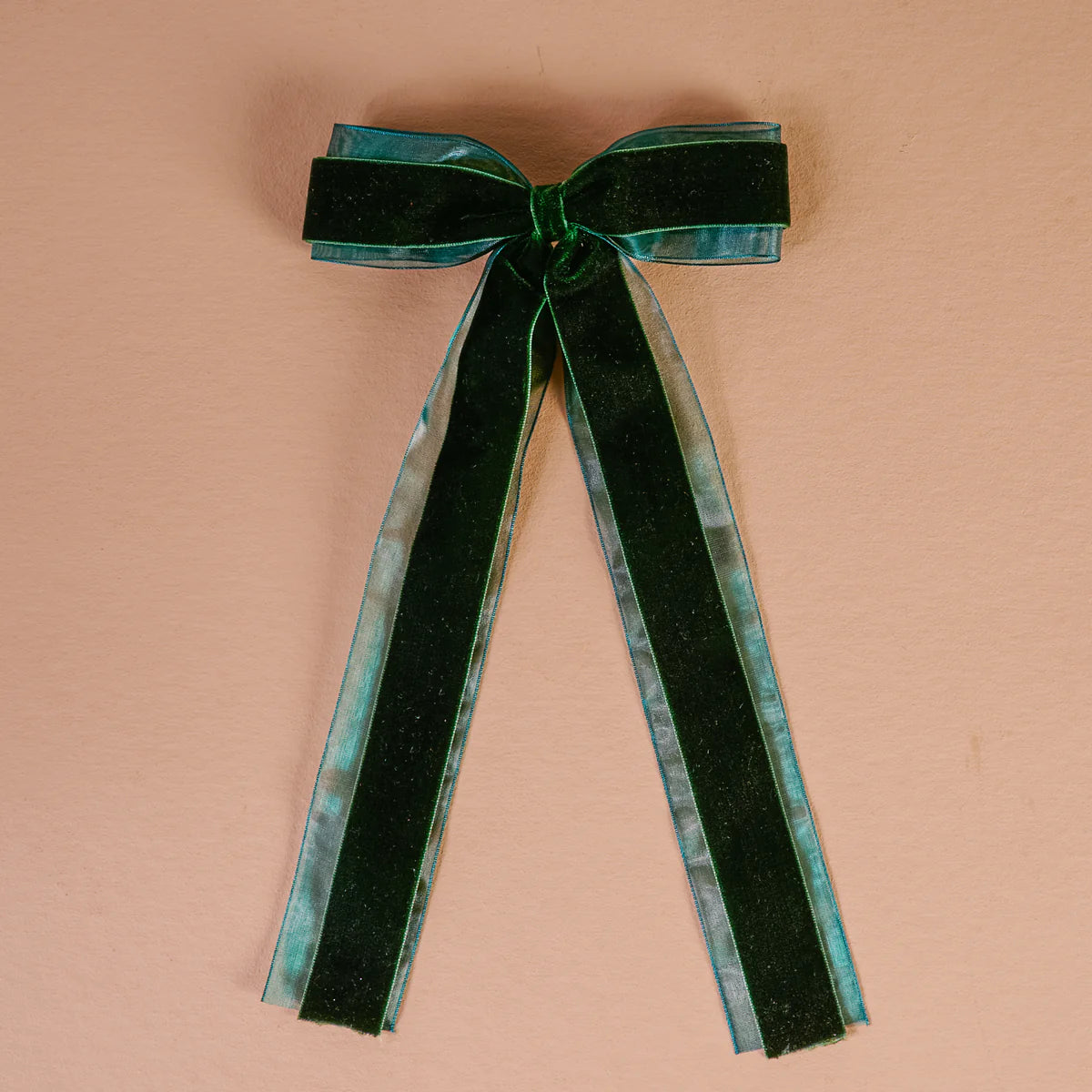 Velvet Luxe Layered Hair Bow - Green