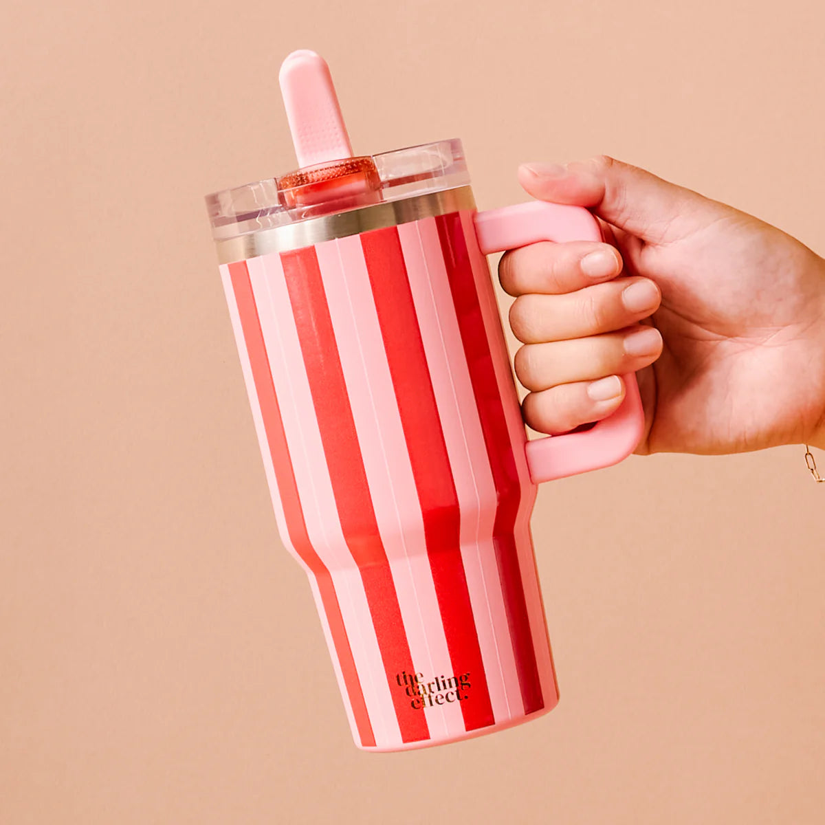 20 oz Lifestyle Flip Straw Tumbler - Peppermint Stripe