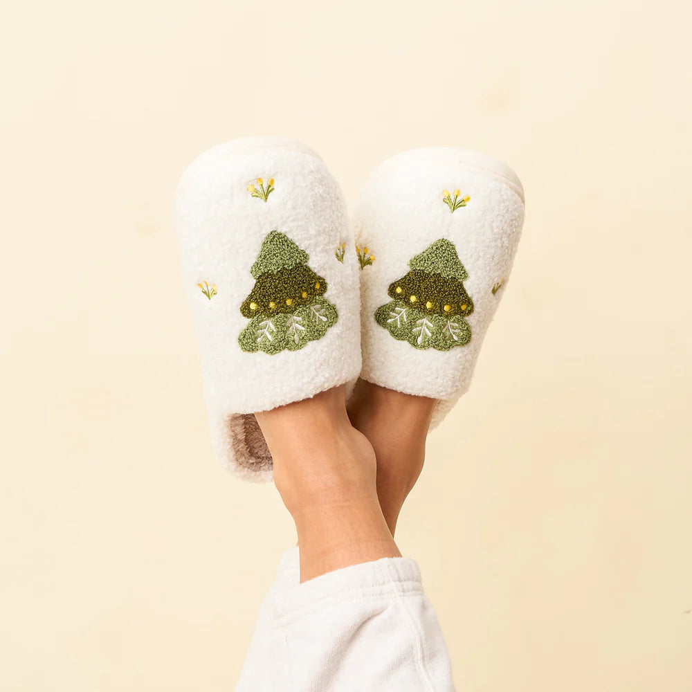 Fuzzy Slippers - Xmas Tree