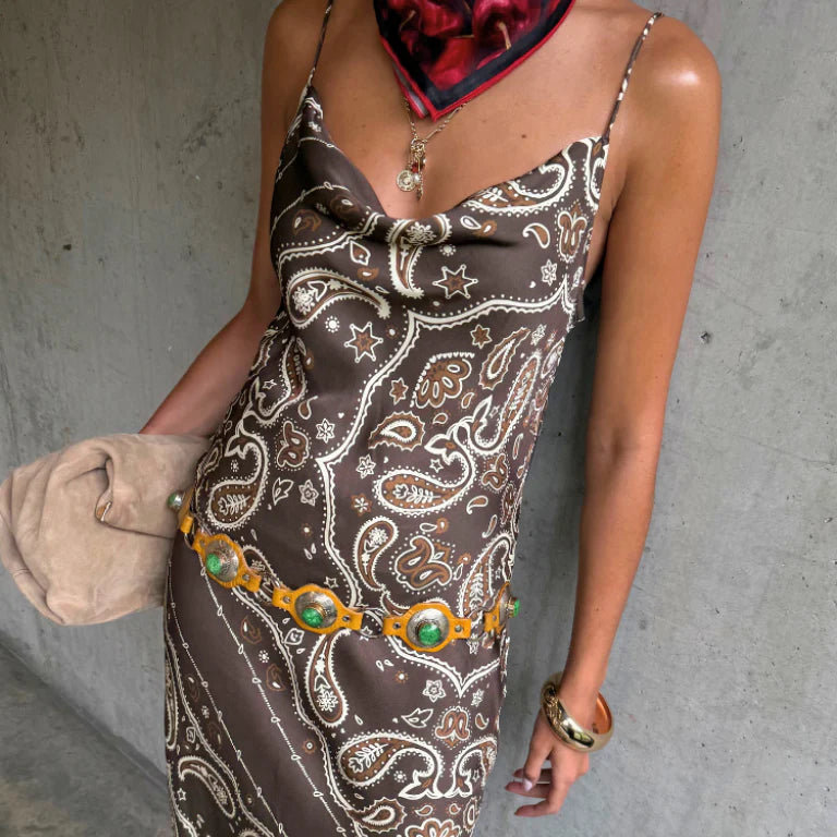 Brown Bandana Patti Dress