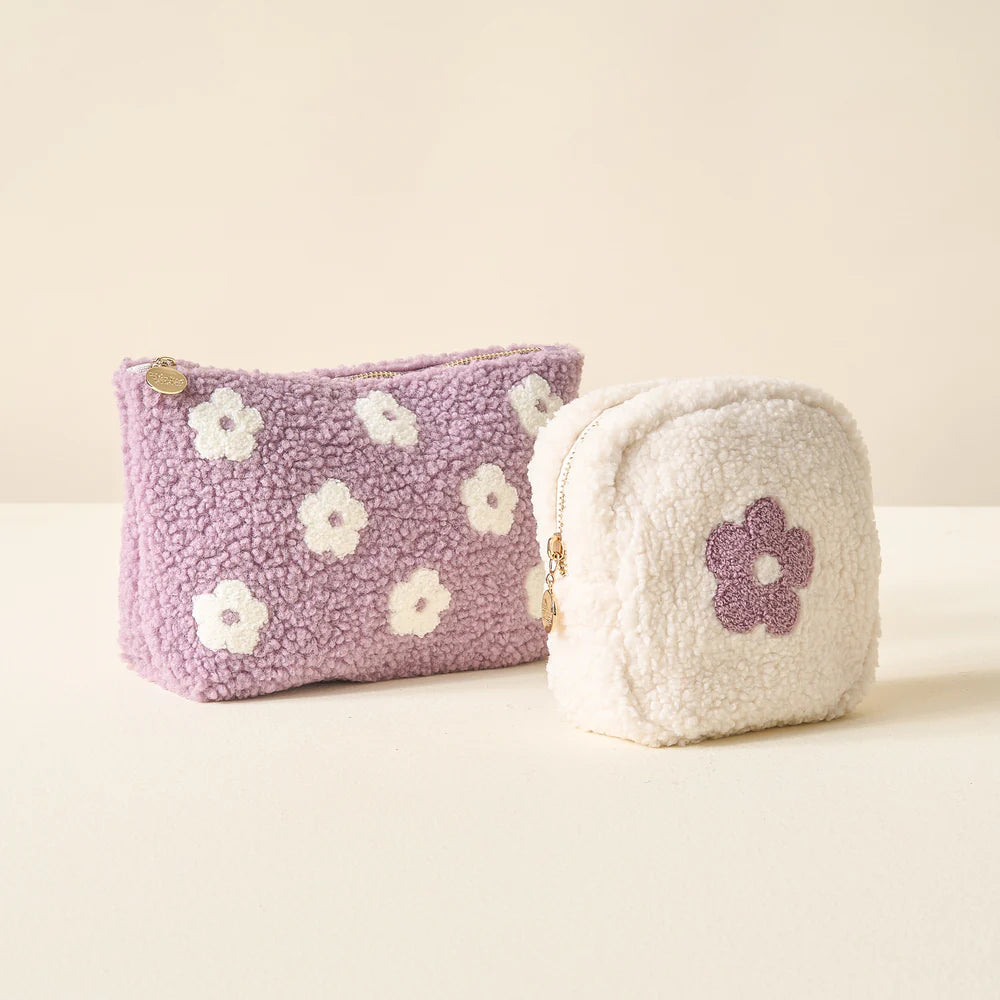 Square Teddy Pouch - Purple Flower