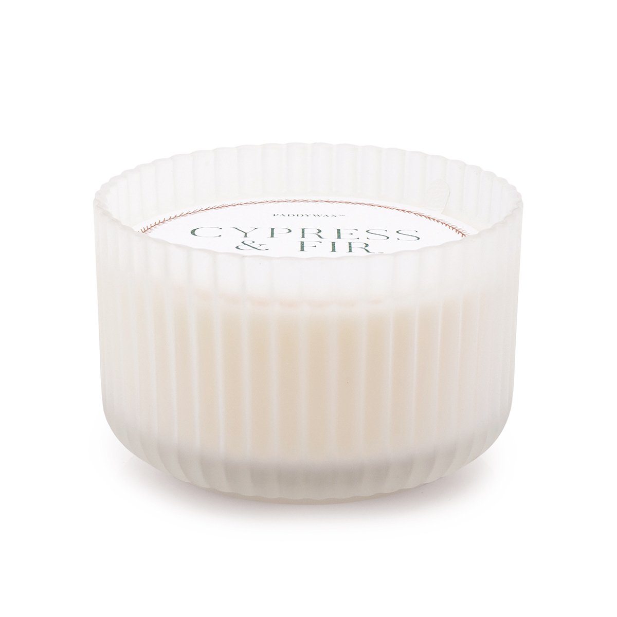 Cypress Fir Ribbed Glass Candle